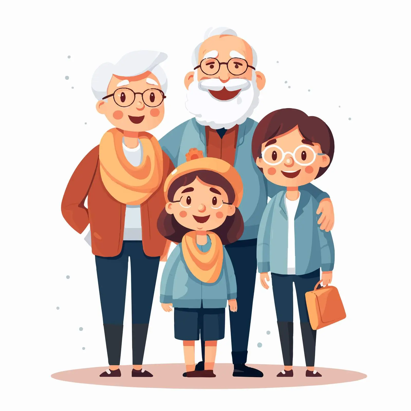 Grandparents and Grandchildren Vector Character Illustration — free download from Dotvec