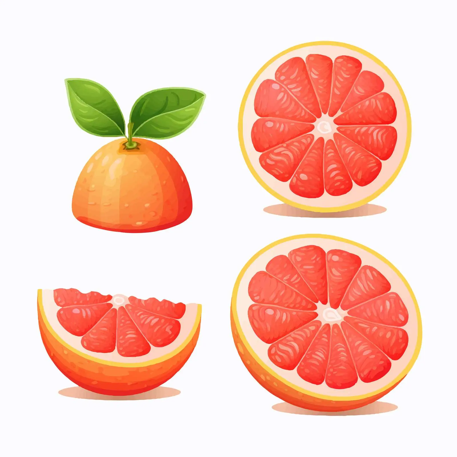 Fresh Grapefruit Slice and Cross Section Illustration — free download from Dotvec
