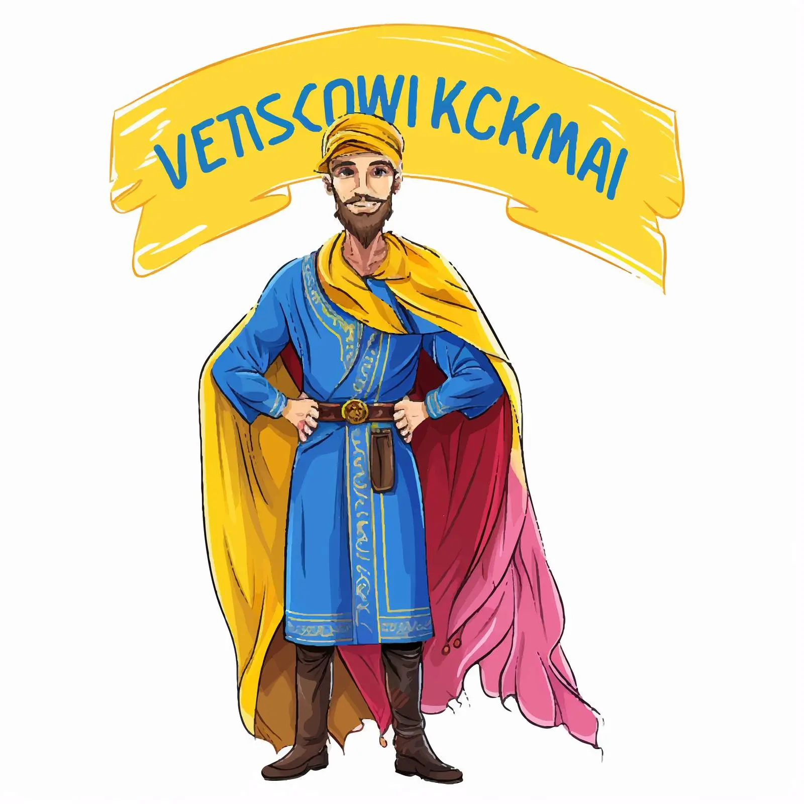 Ukrainian Cossack Welcome Hand Graphic Drawing — free download from Dotvec