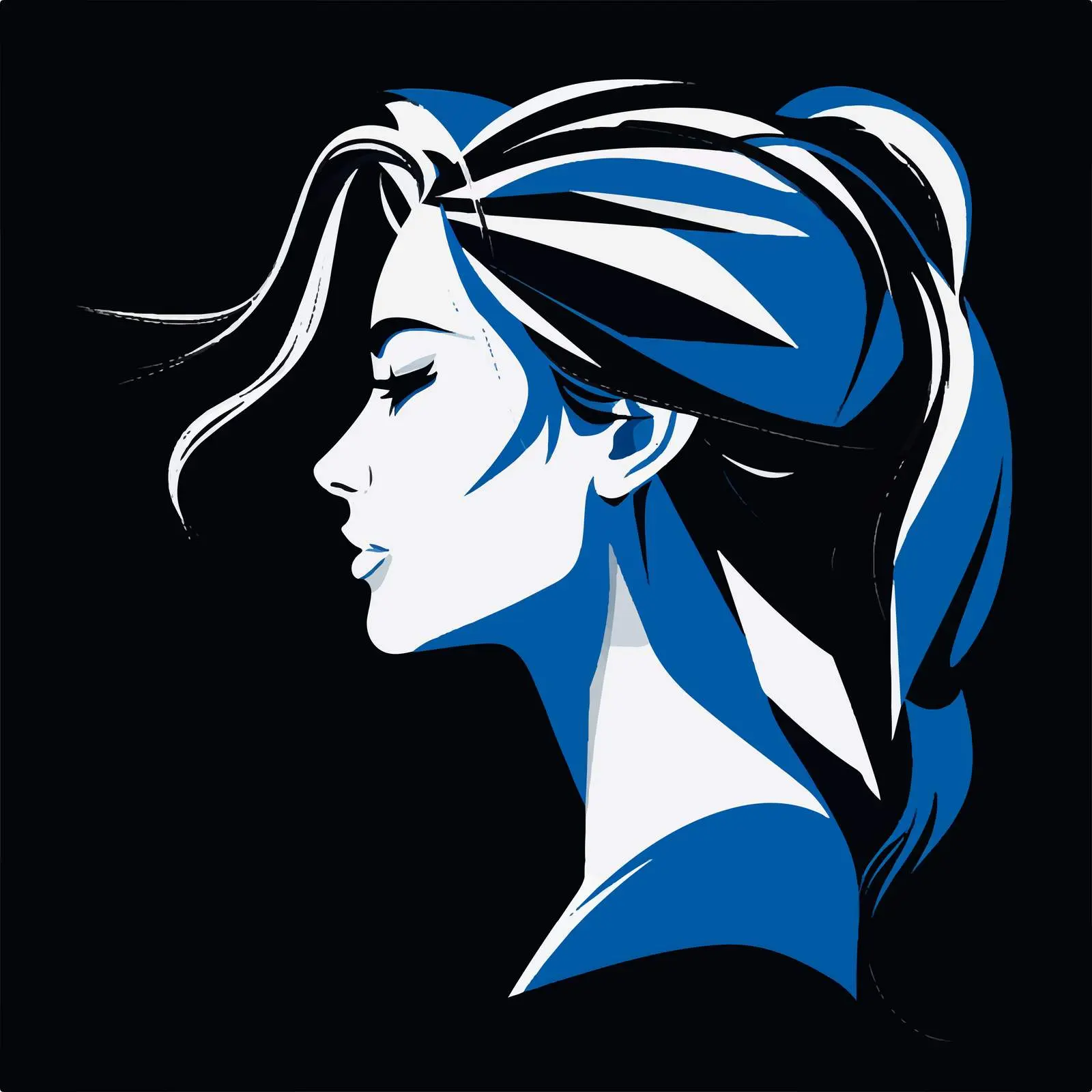 Profile Portrait of Girl in Blue and White — free download from Dotvec