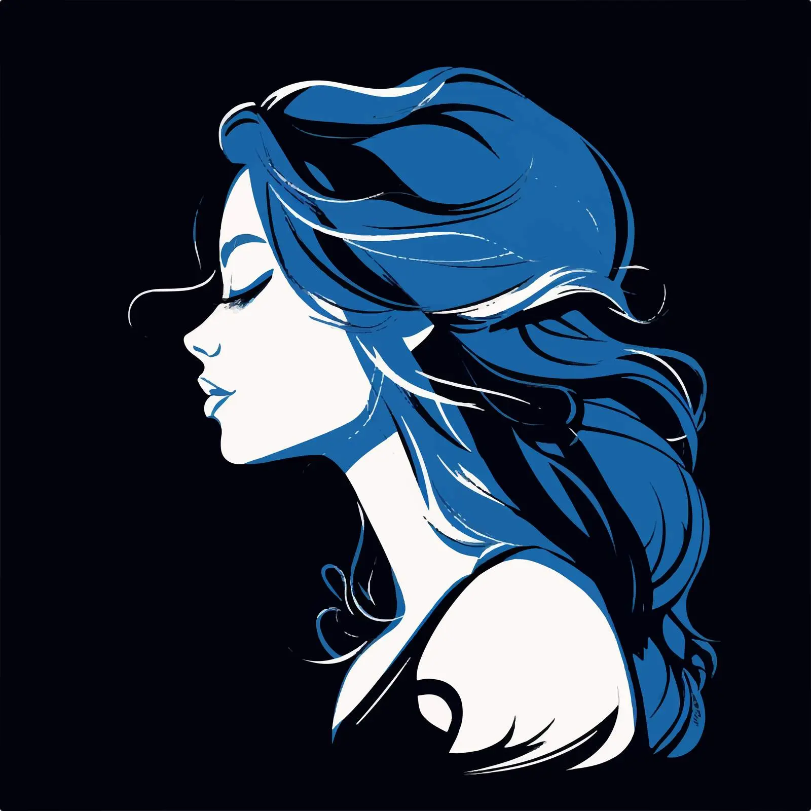 Profile Portrait of a Girl in Blue and White — free download from Dotvec