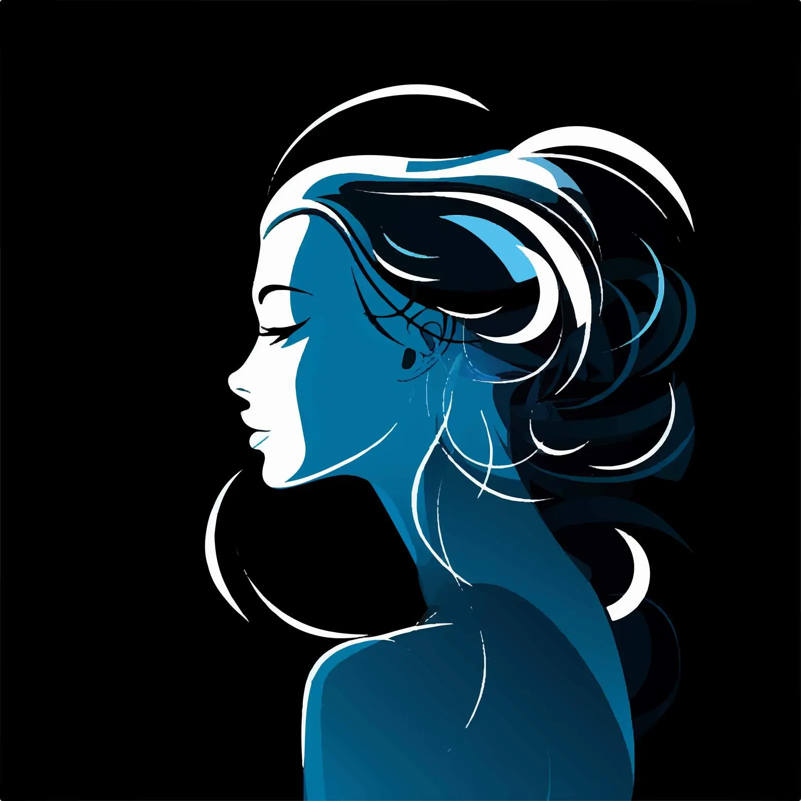 Profile Portrait of Girl in Blue and White — free download from Dotvec