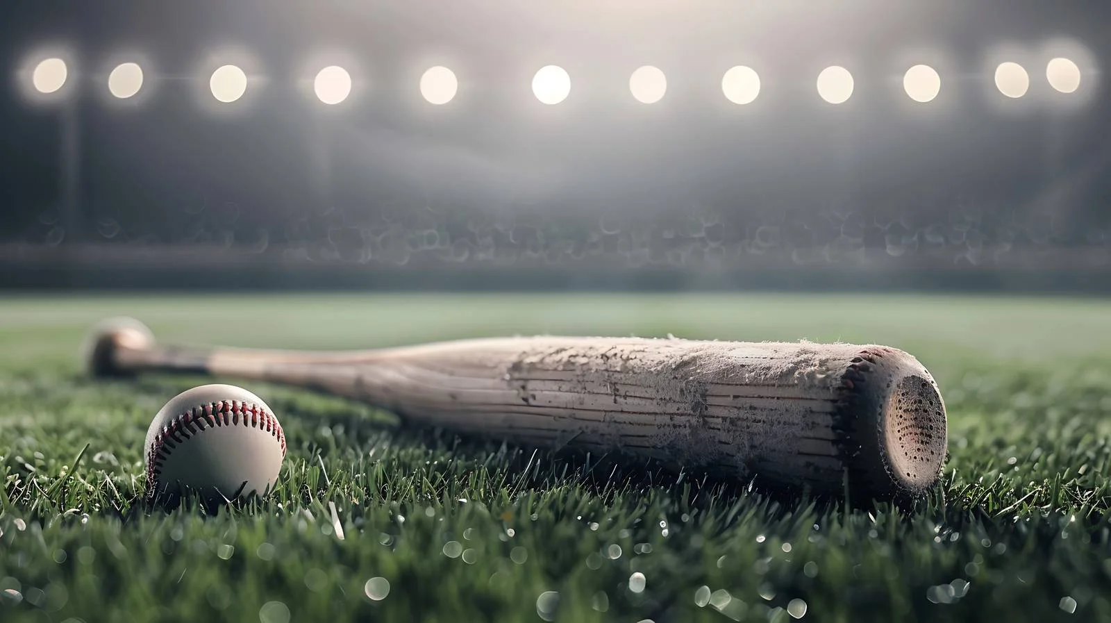 Baseball bat and ball in stadium lights — free download from Dotvec