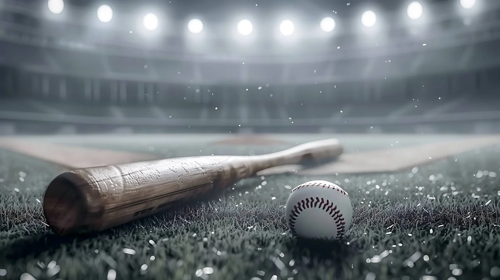 Silver Baseball Bat and Ball in Stadium Lights — free download from Dotvec