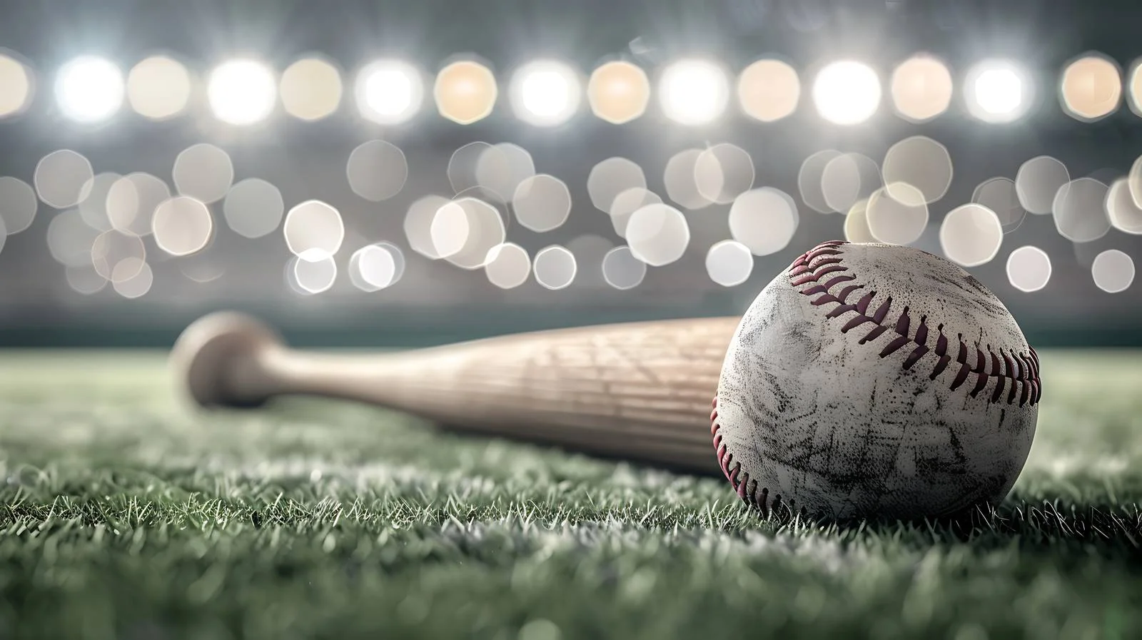 Sleek Baseball Bat and Ball on Stadium Field — free download from Dotvec