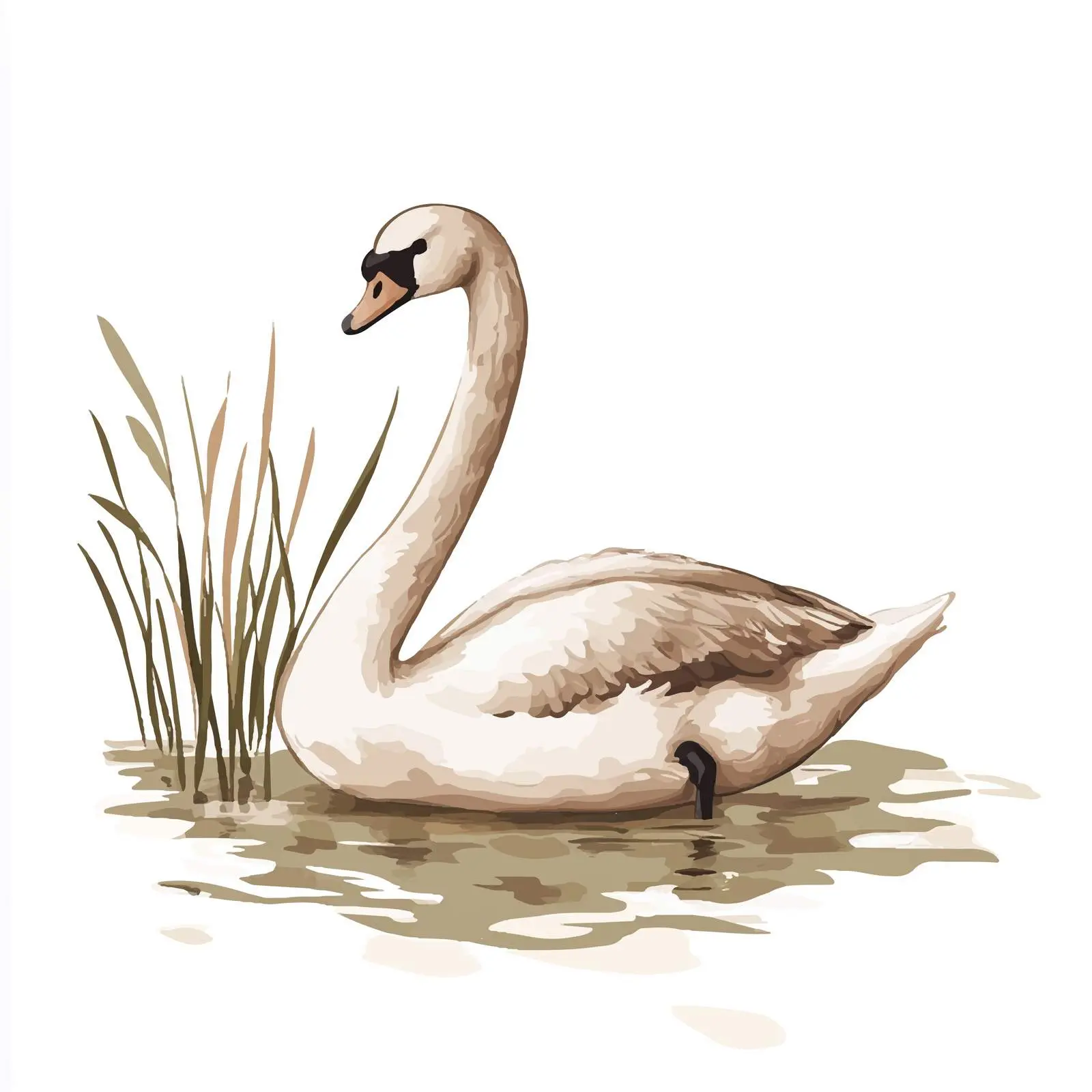 Little Brown Swan on Serene Pond Vector Art — free download from Dotvec
