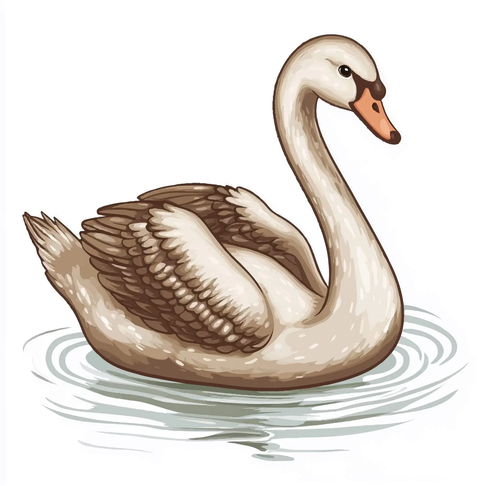 Little Gray Brown Swan on Pond Vector Illustration — free download from Dotvec