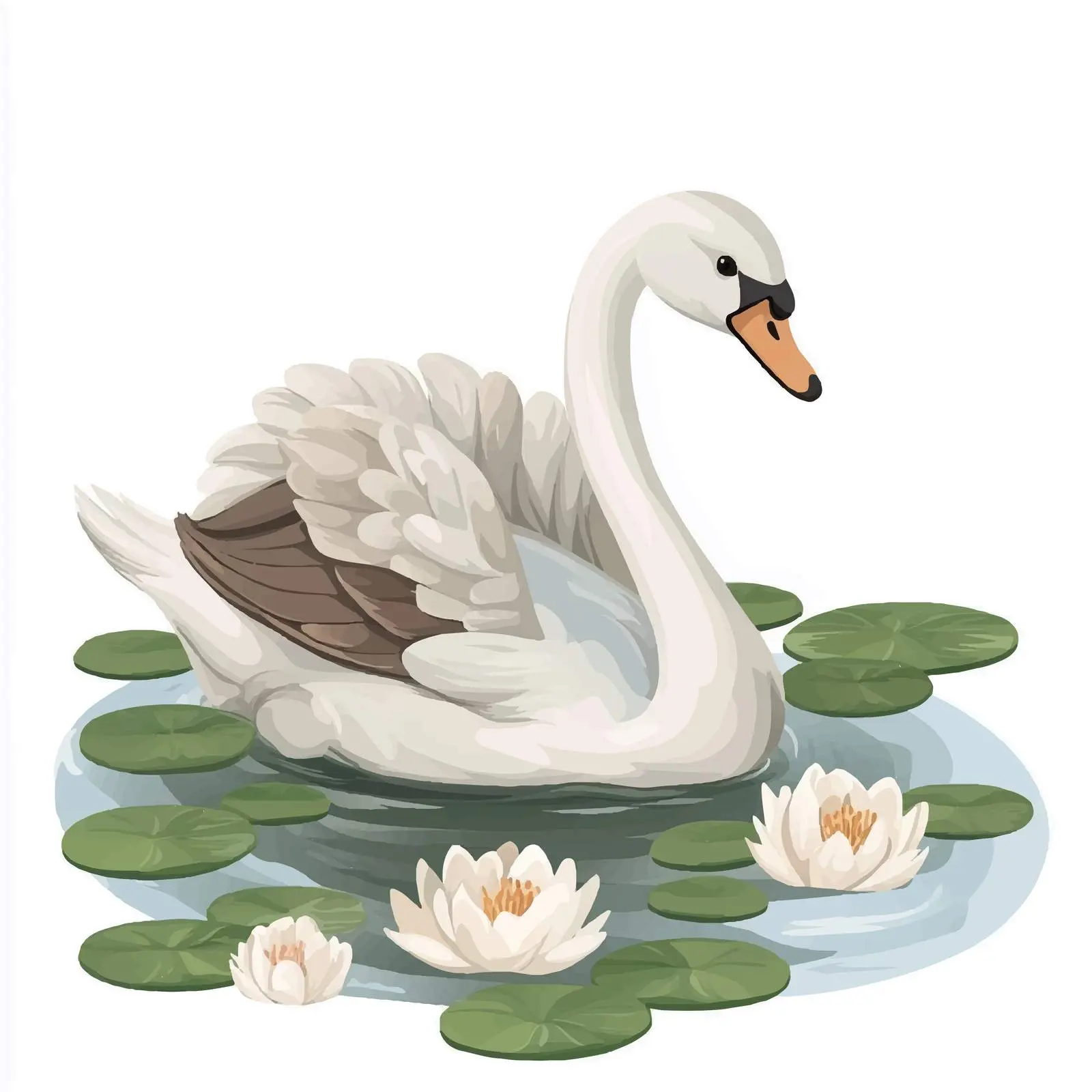 Little Gray Brown Swan on Pond Illustration — free download from Dotvec