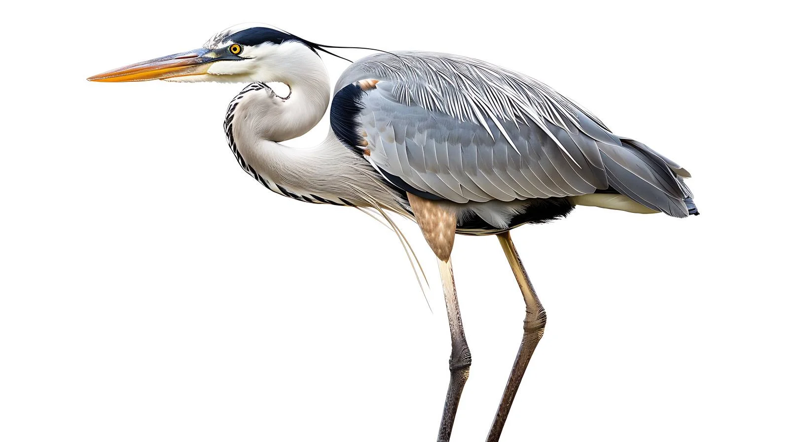 Elegant Gray Heron Bird on White Background — free download from Dotvec