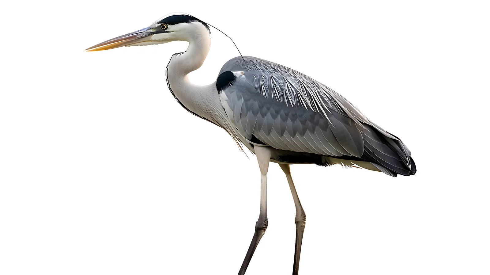 Elegant Gray Heron on White Background — free download from Dotvec