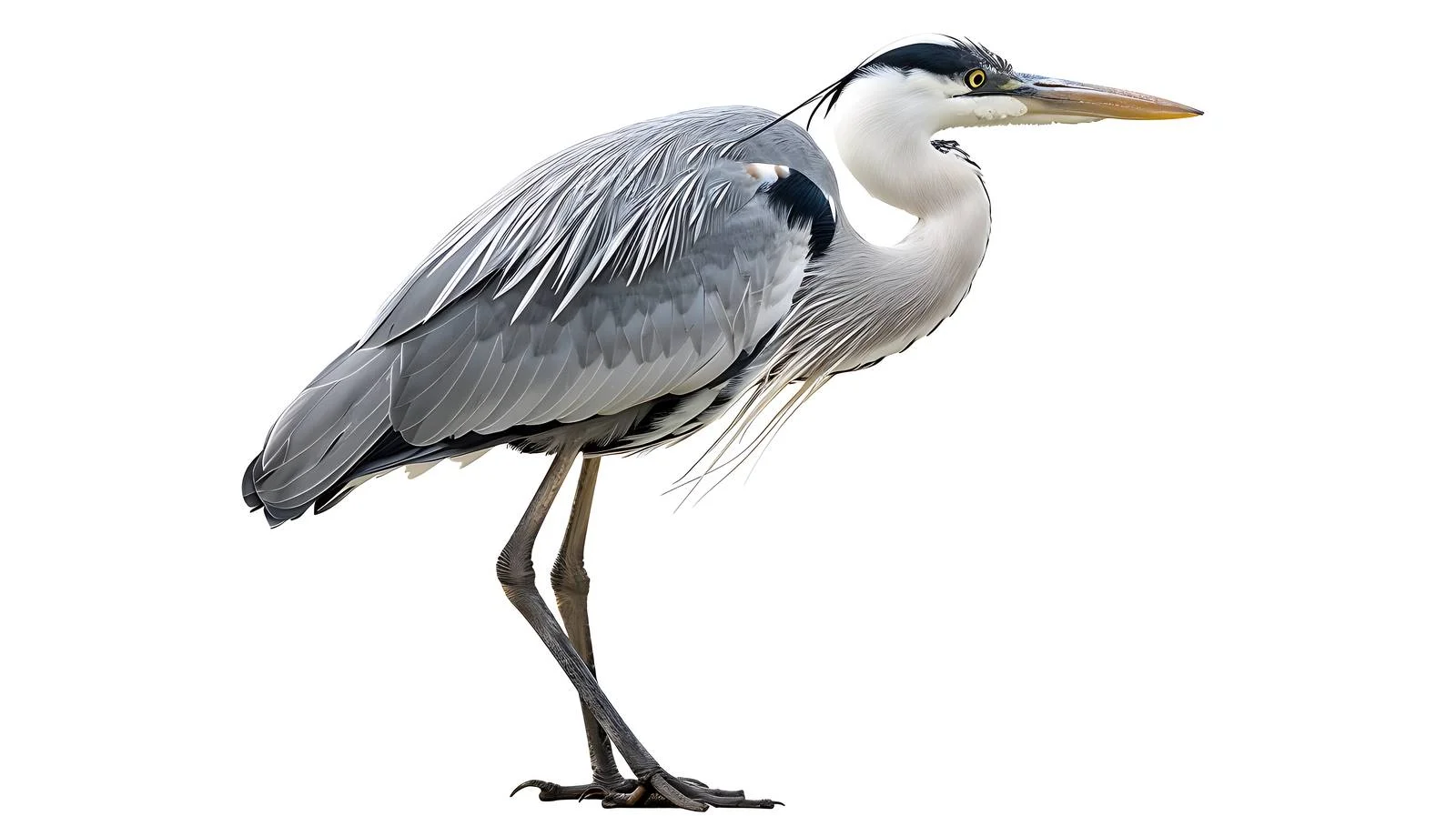Elegant Gray Heron on White Background — free download from Dotvec
