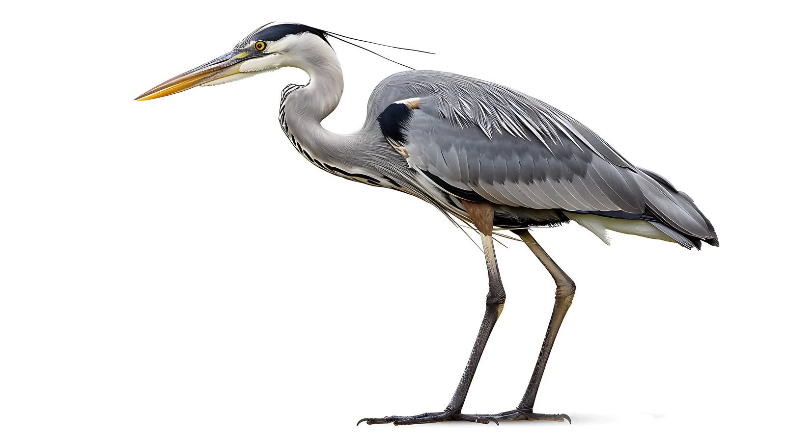 Graceful Gray Heron on White Background — free download from Dotvec