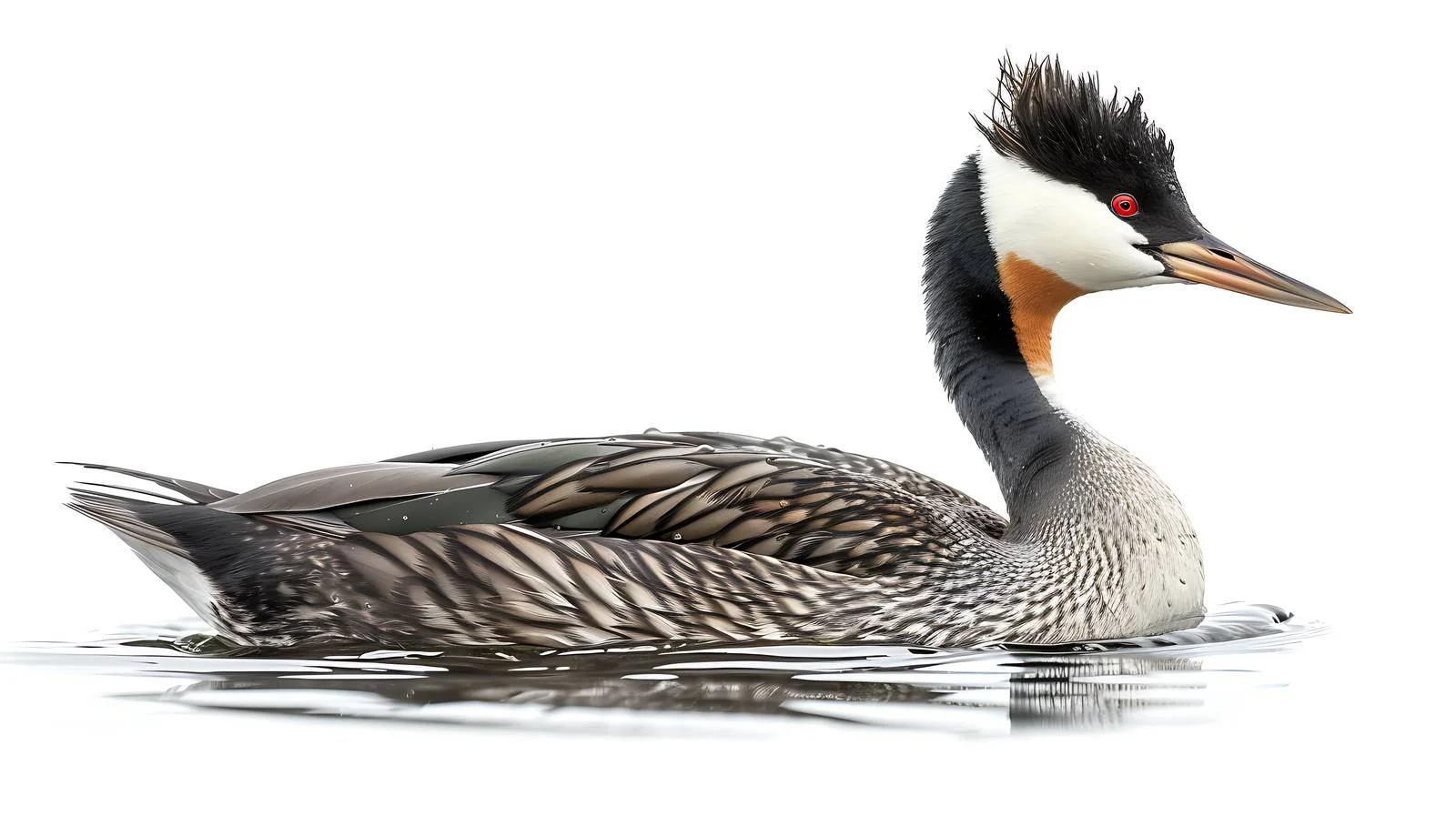 Graceful Great Crested Grebe White Background — free download from Dotvec