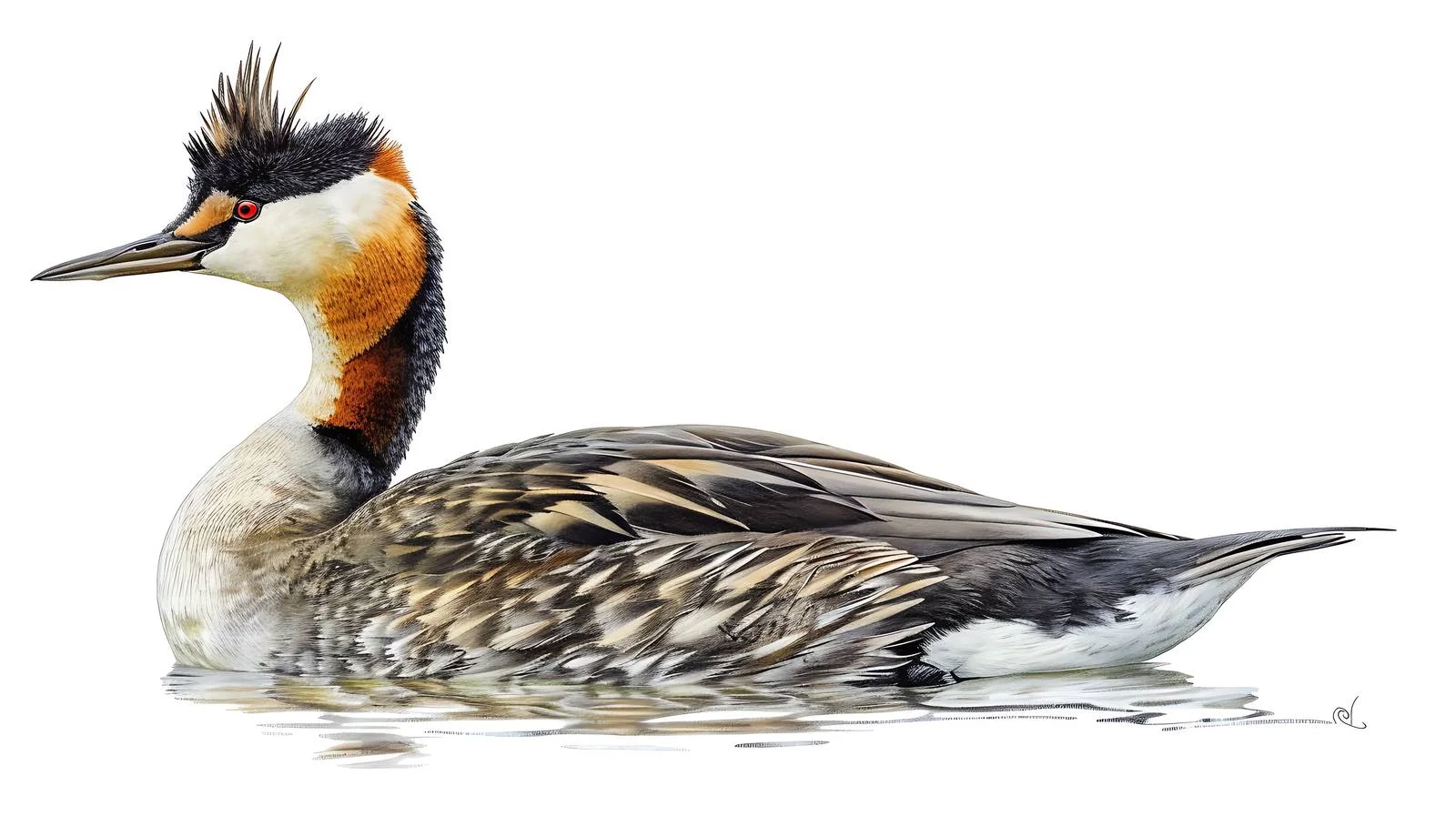Graceful Great Crested Grebe on White – free grebe image from Dotvec