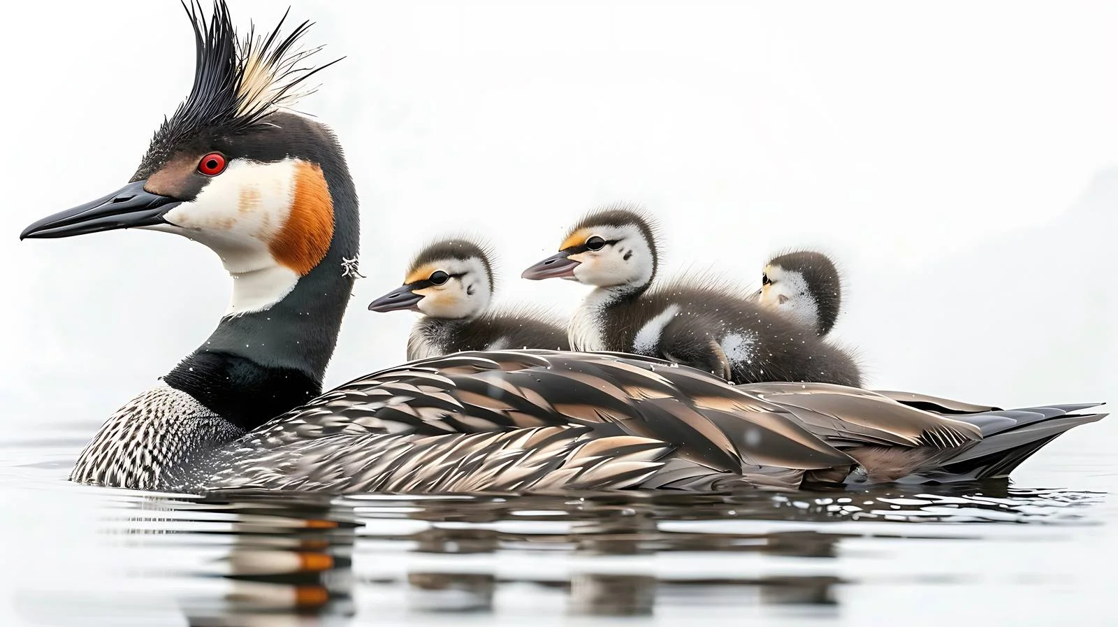 Great Crested Grebe and Chicks by the Lake — free download from Dotvec