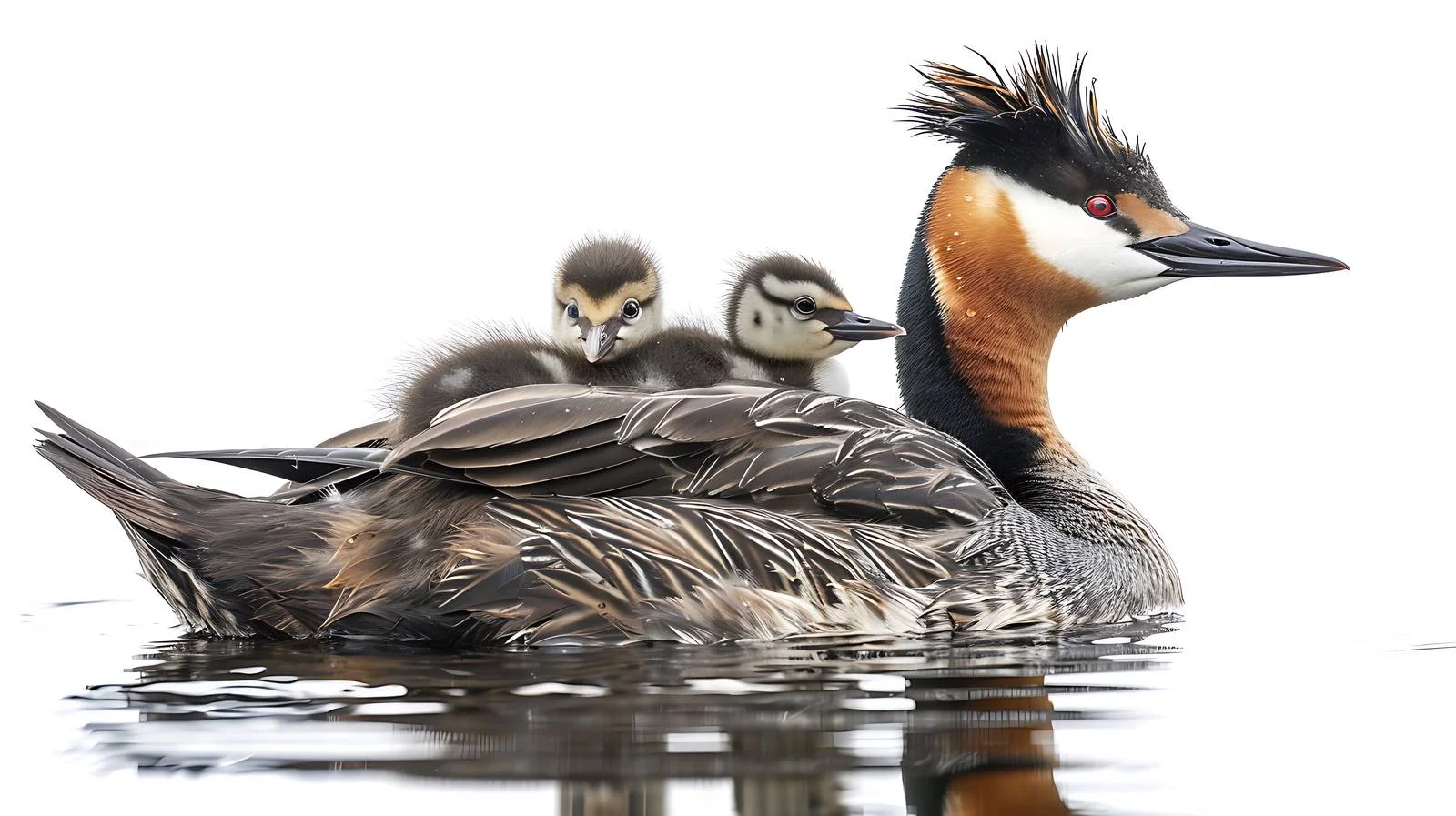 Great Crested Grebe with Chicks by Lake – free grebe image from Dotvec