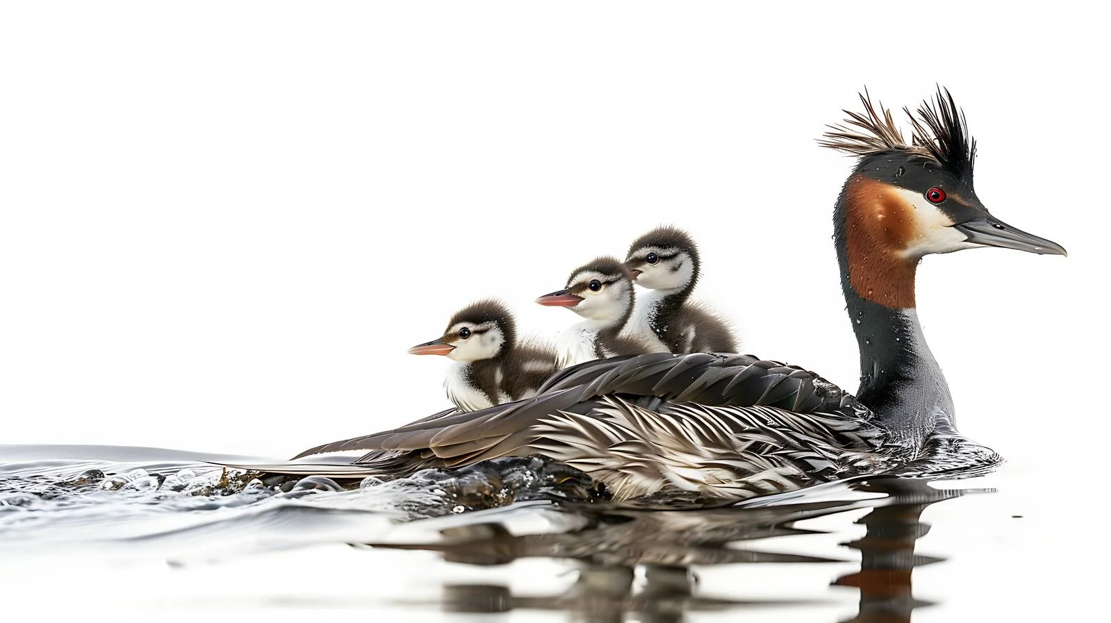Great Crested Grebe with Chicks by the Lake — free download from Dotvec