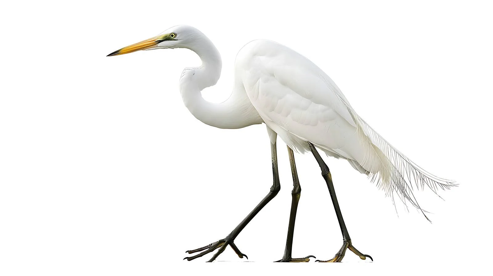 Elegant Great White Egret on White Background — free download from Dotvec