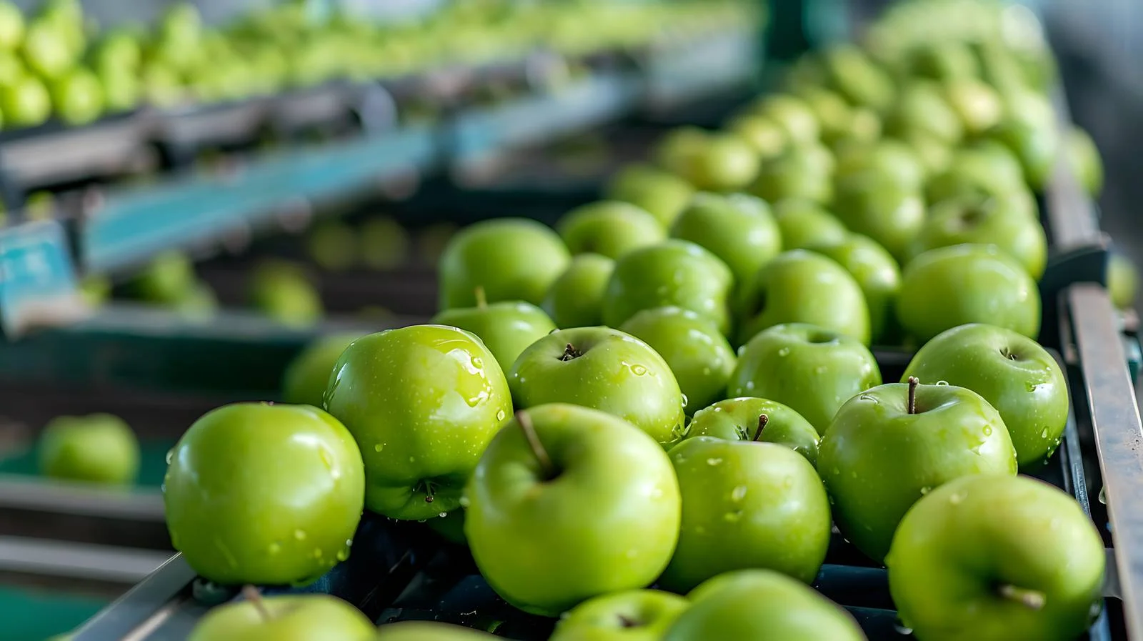 Green Apples Sorting Process in Factory — free download from Dotvec