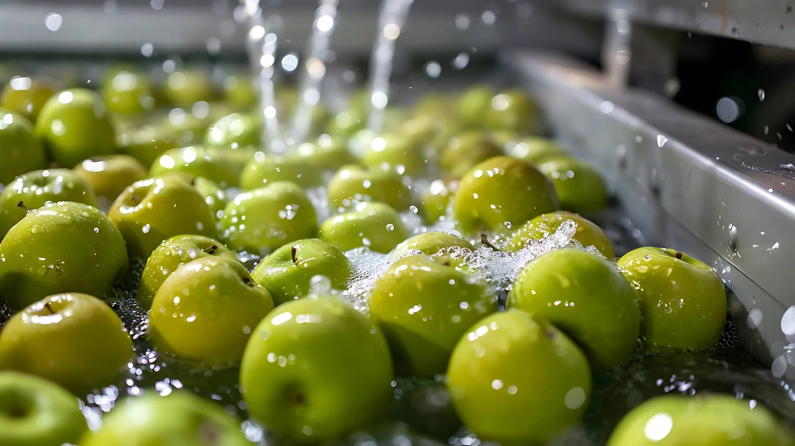 Green Apple Washing Process in Factory — free download from Dotvec