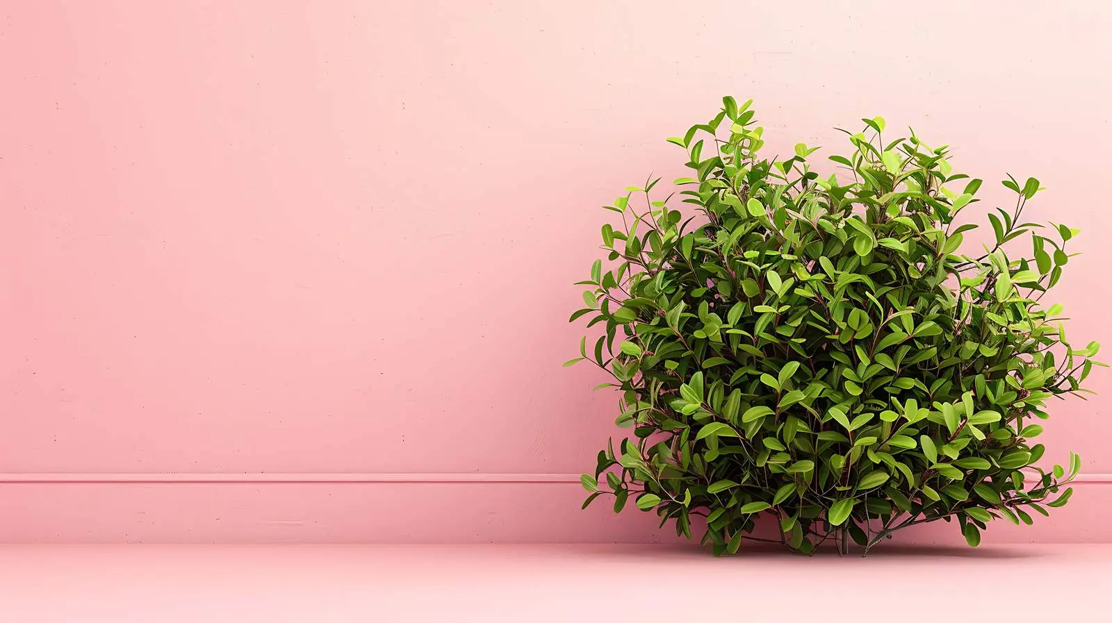 Green Bush Against Pastel Pink Wall — free download from Dotvec