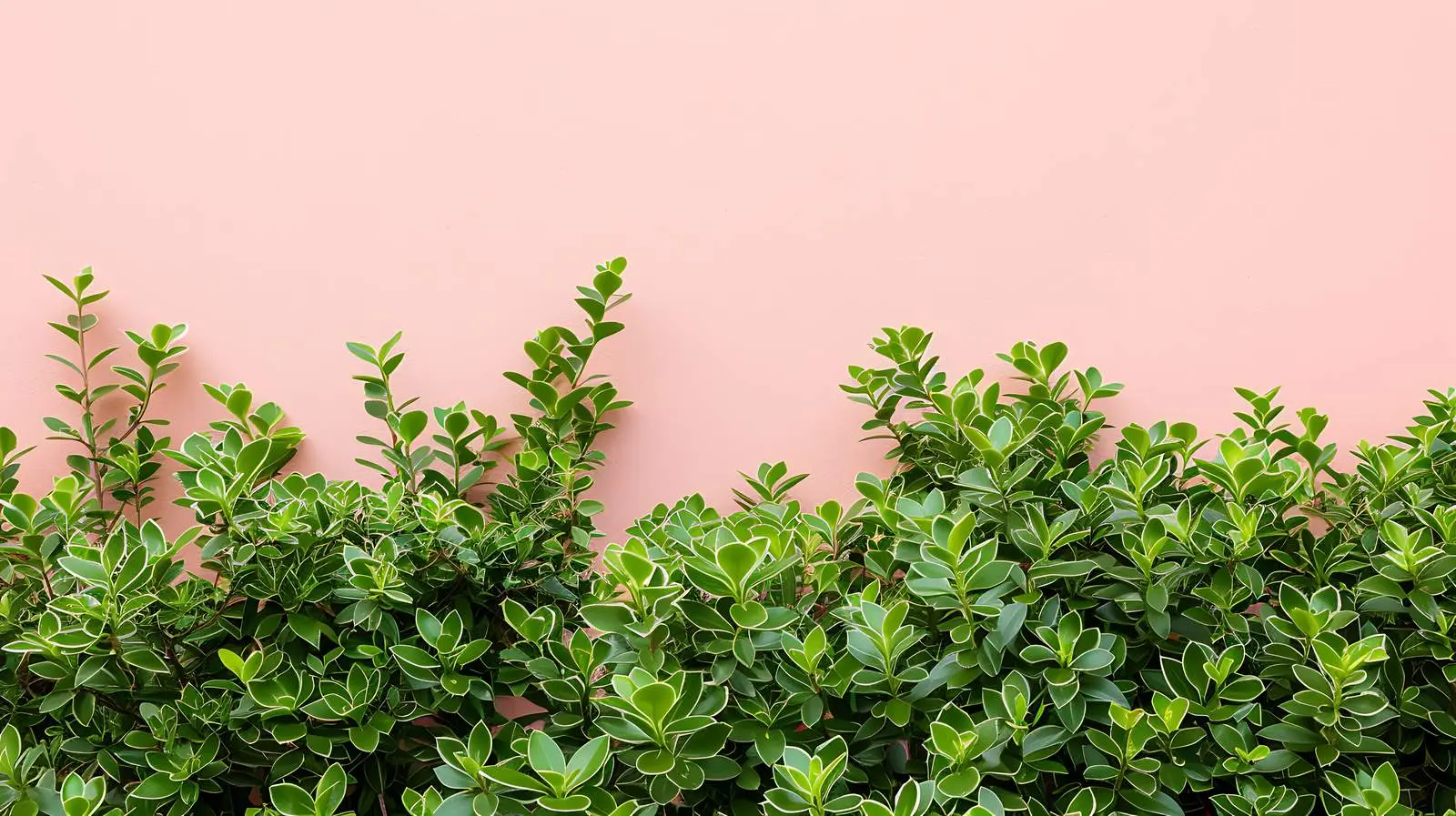 Green Bush Against Soft Pink Wall – free verdant image from Dotvec