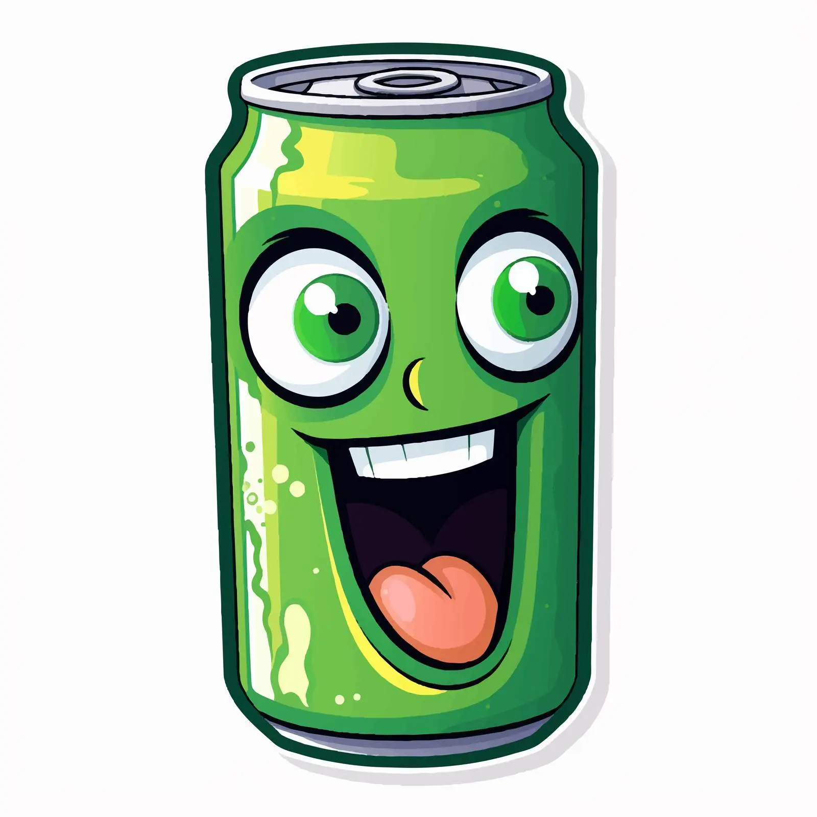 Green Cartoon Can Sticker Illustration — free download from Dotvec