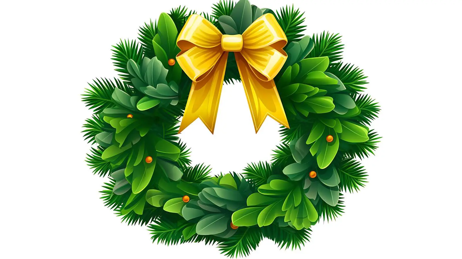 Festive Green Wreath with Yellow Ribbon — free download from Dotvec