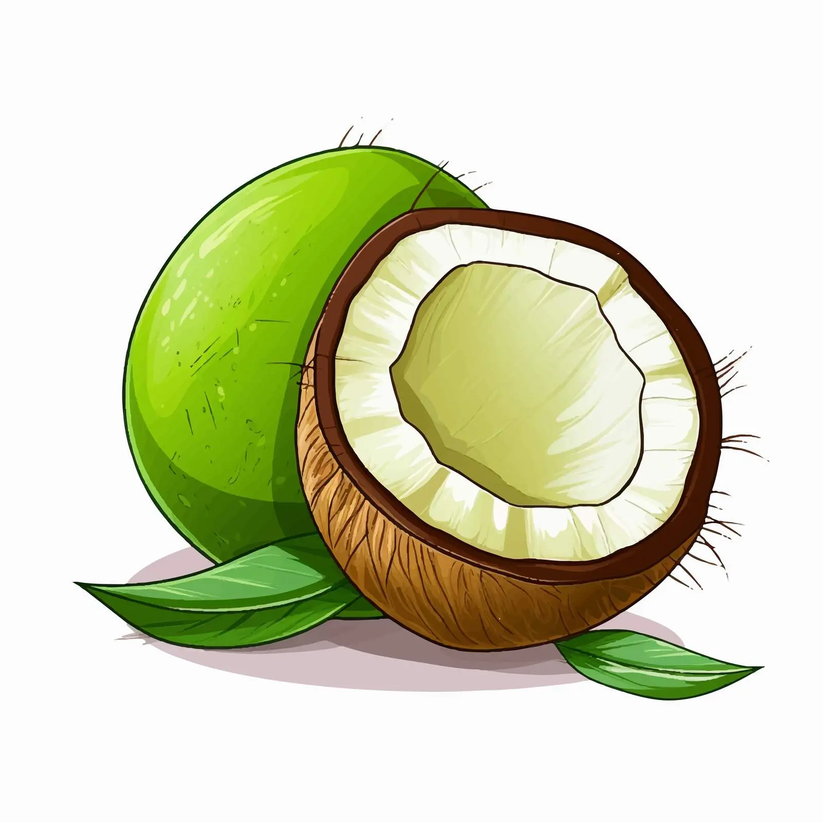 Green Coconut Vector Illustration on White Background — free download from Dotvec