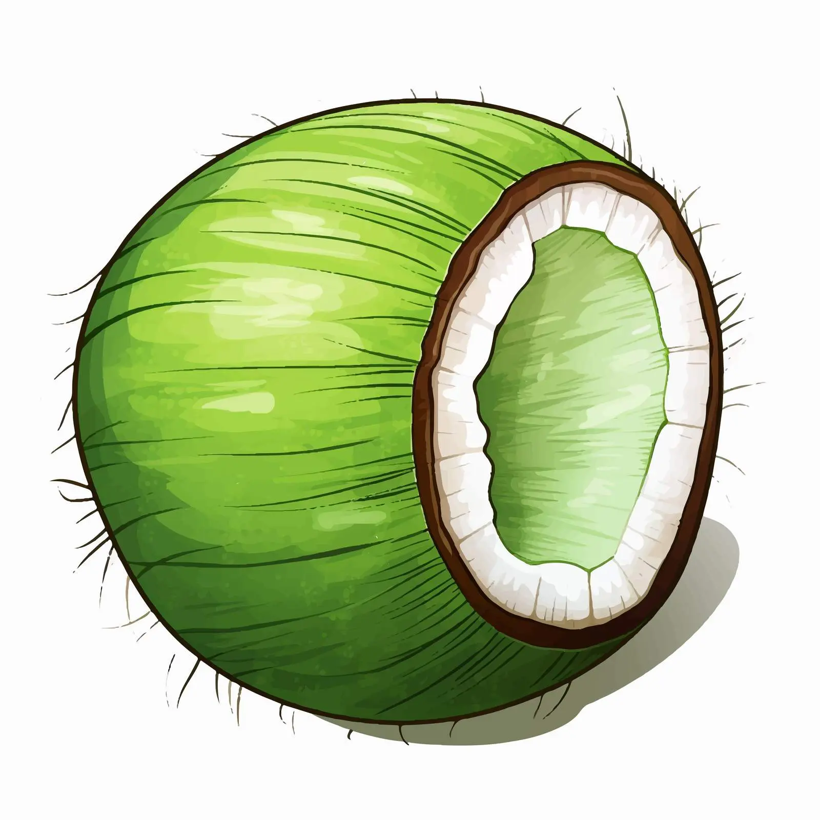 Green Coconut Illustration on White Background — free download from Dotvec