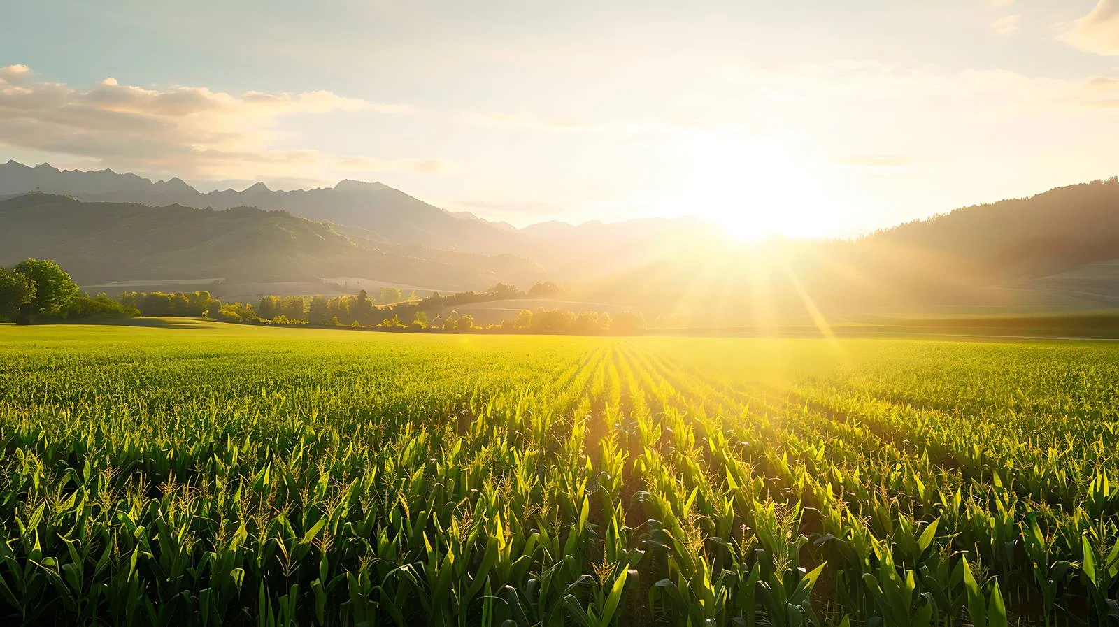 Serene Green Corn Field at Sunset — free download from Dotvec