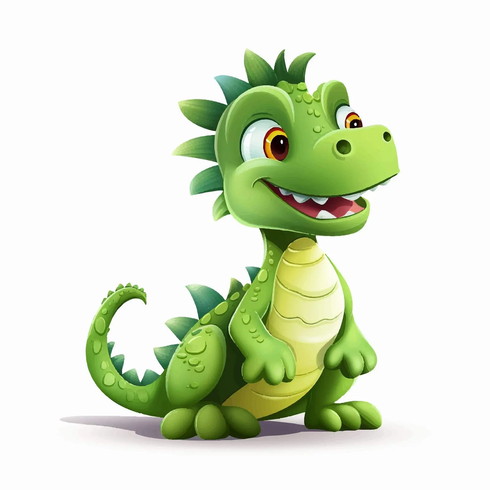 Green Dinosaur Illustration with Spiked Tail Vector – free whimsical vector image from Dotvec