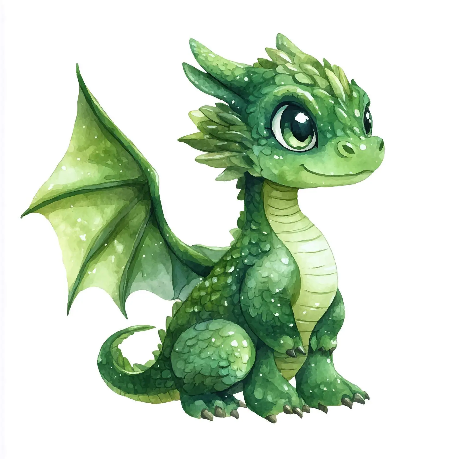 Watercolor Green Dragon Vector Illustration — free download from Dotvec