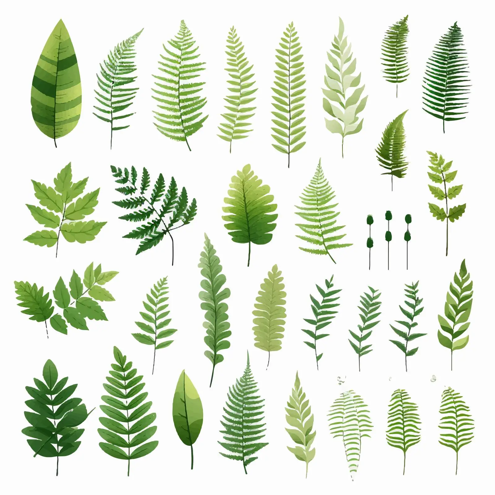 Tropical Green Fern Leaf Botanical Vectors — free download from Dotvec