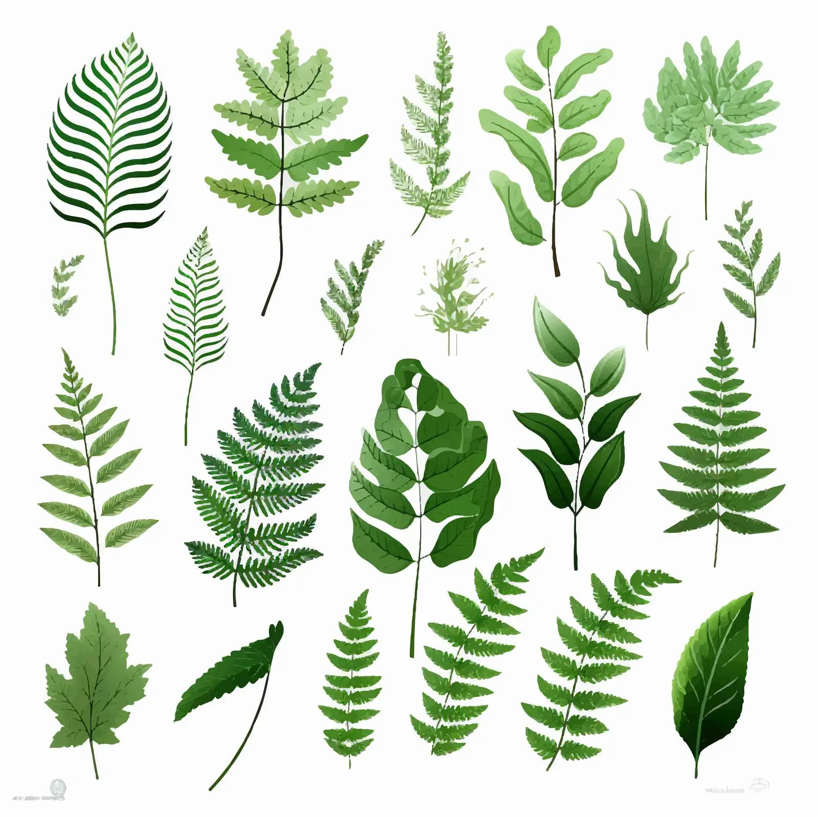 Tropical Green Fern Leaf Vector Set — free download from Dotvec