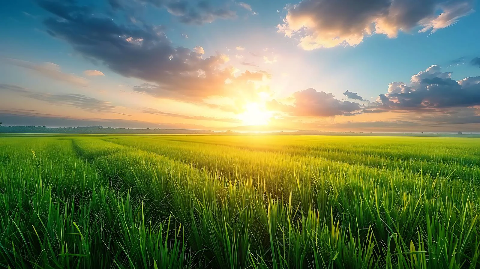 Serene Sunset Over Green Field — free download from Dotvec