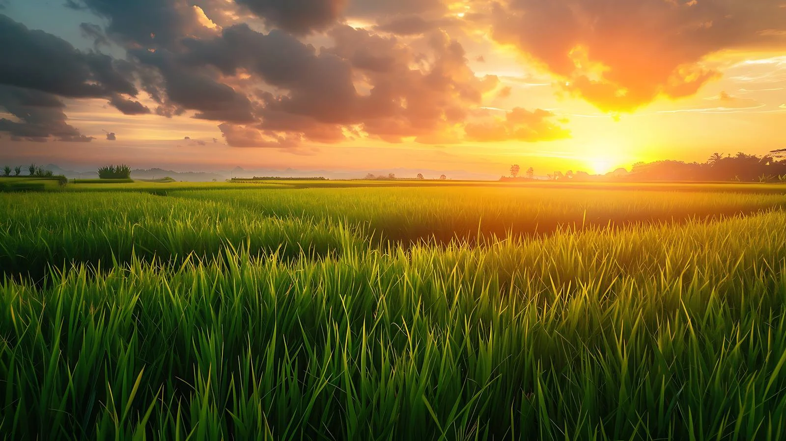 Idyllic Sunset Over Green Field — free download from Dotvec