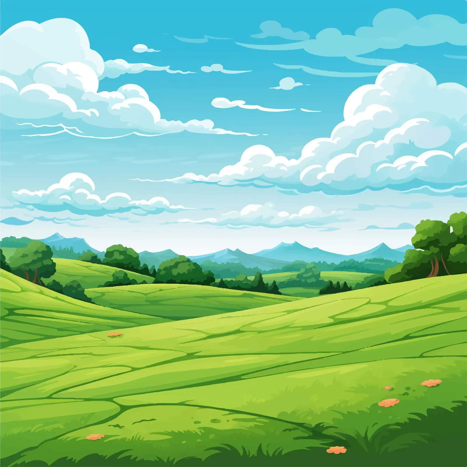 Serene Green Field with Hills and Trees — free download from Dotvec
