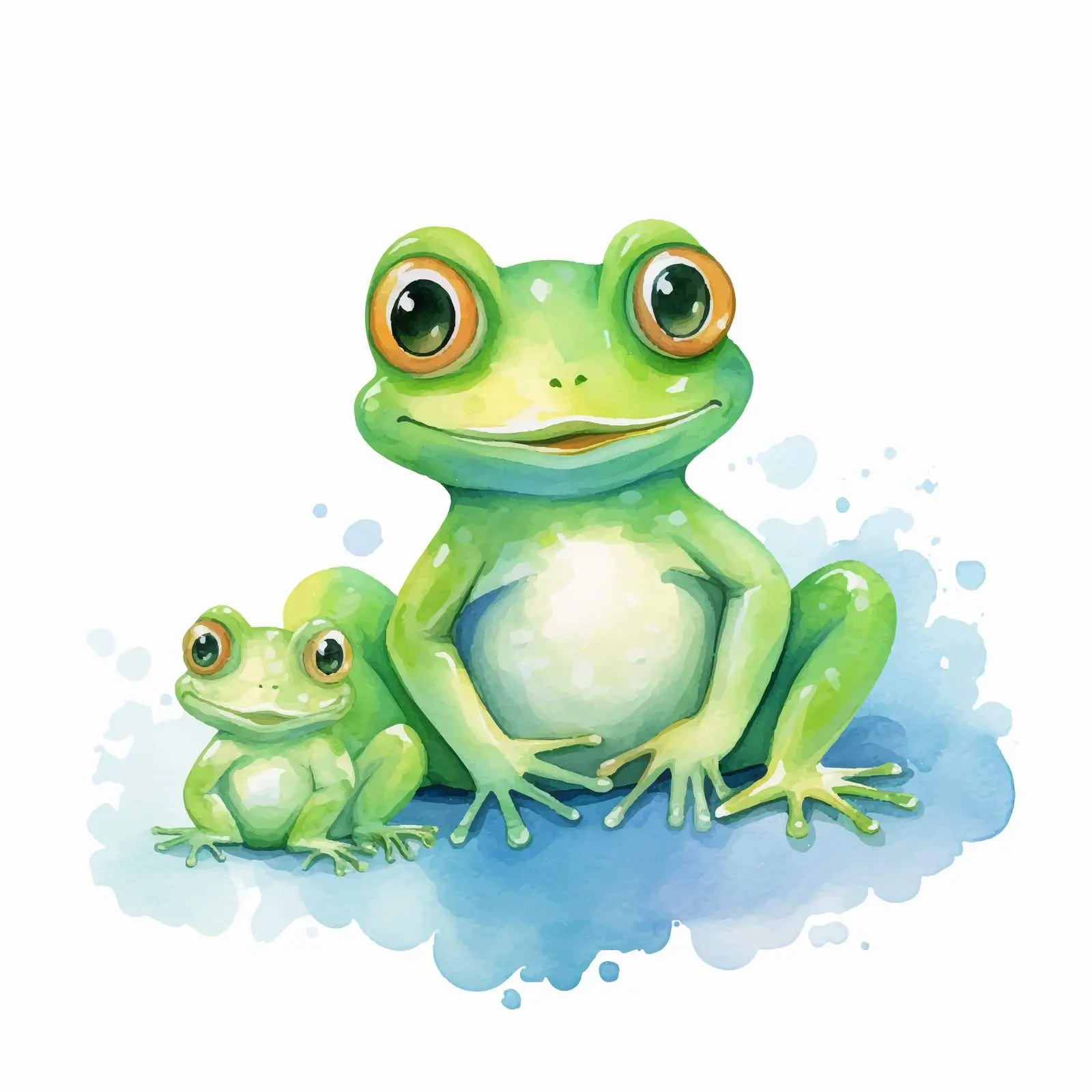 Mother Holding Baby Frog Watercolor Illustration — free download from Dotvec