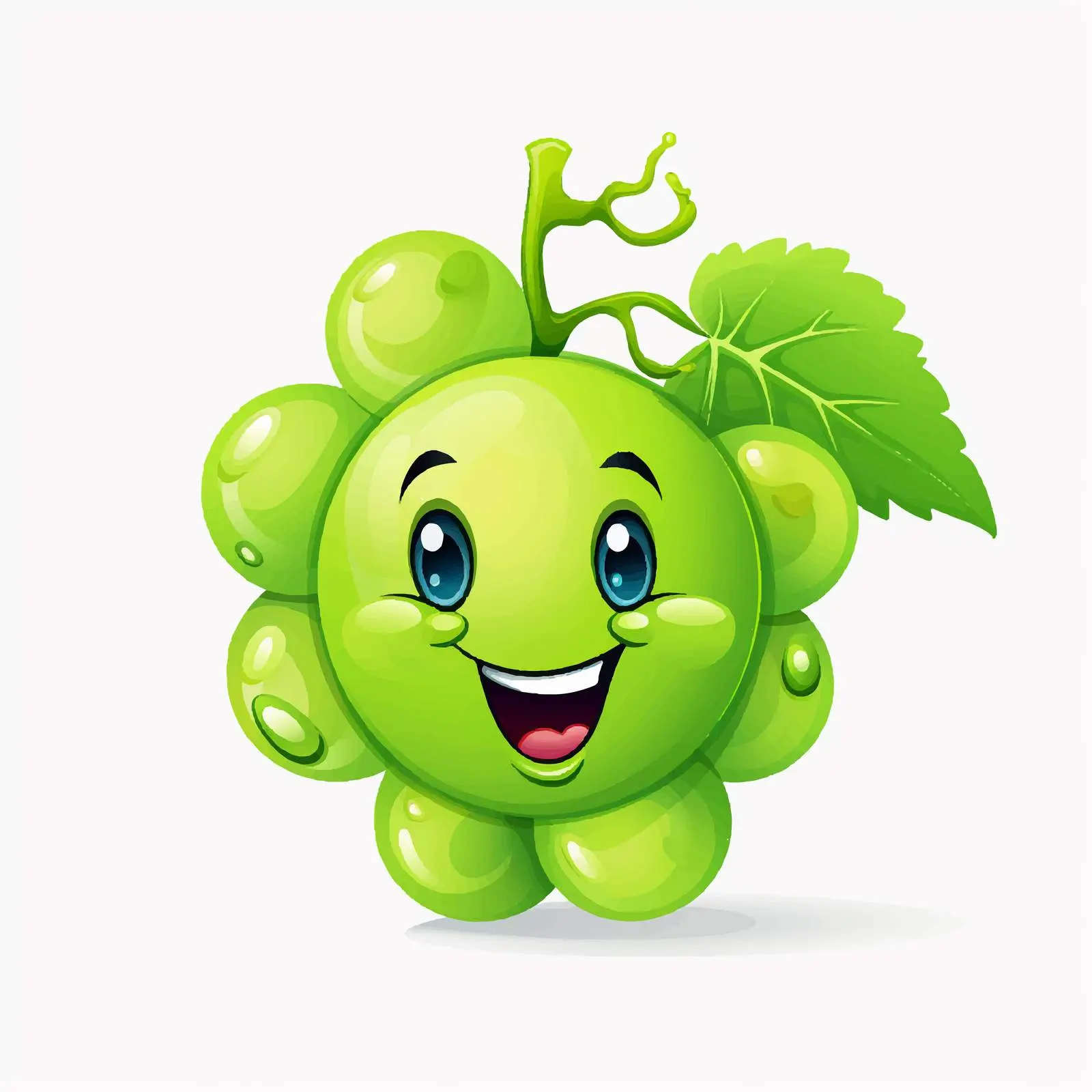 Happy Face Green Grapes Vector Illustration — free download from Dotvec