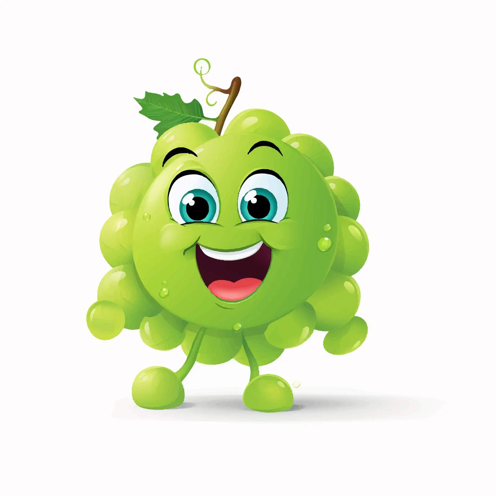 Happy Face Green Grapes Vector Illustration — free download from Dotvec