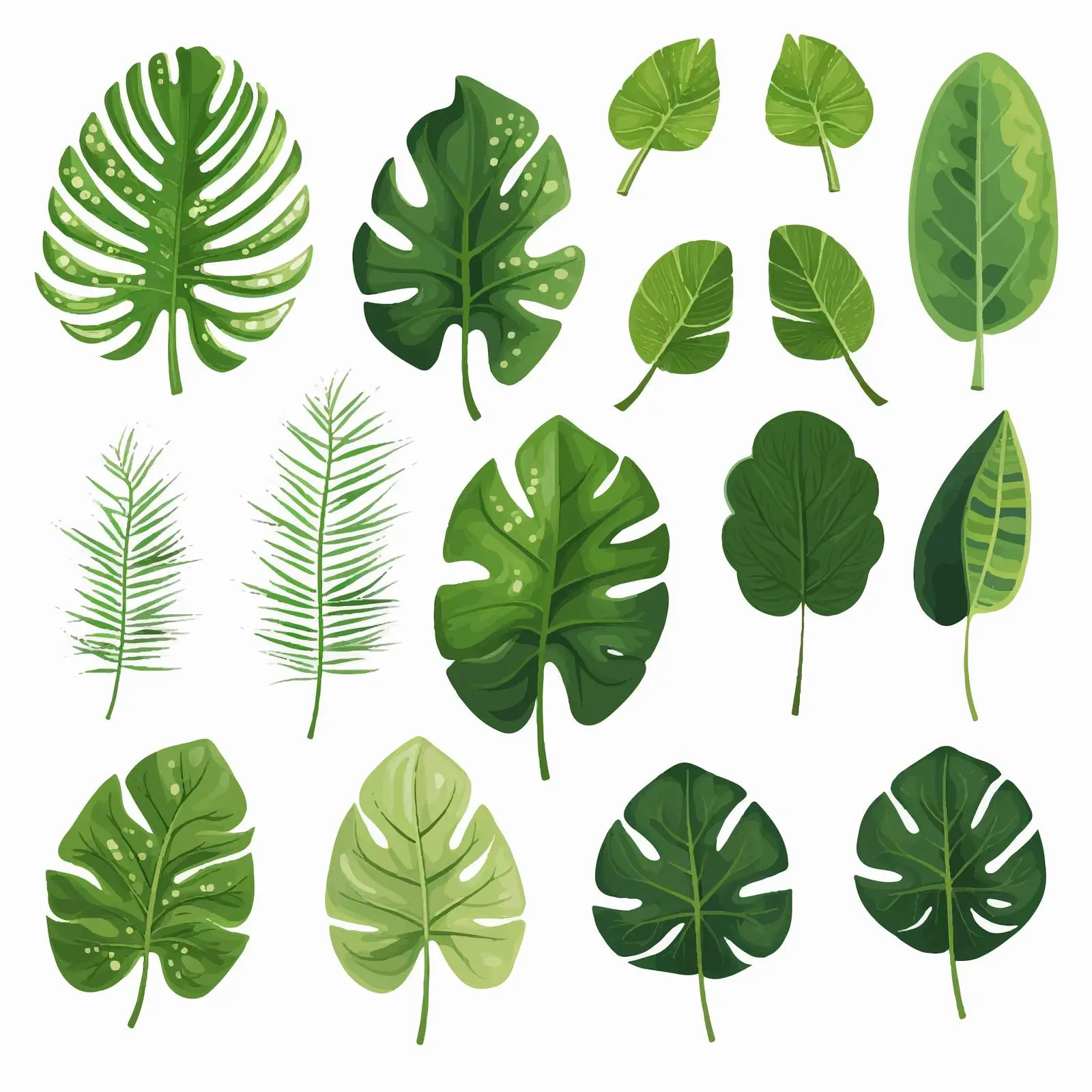 Exotic Tropical Green Leaf Vector Collection — free download from Dotvec