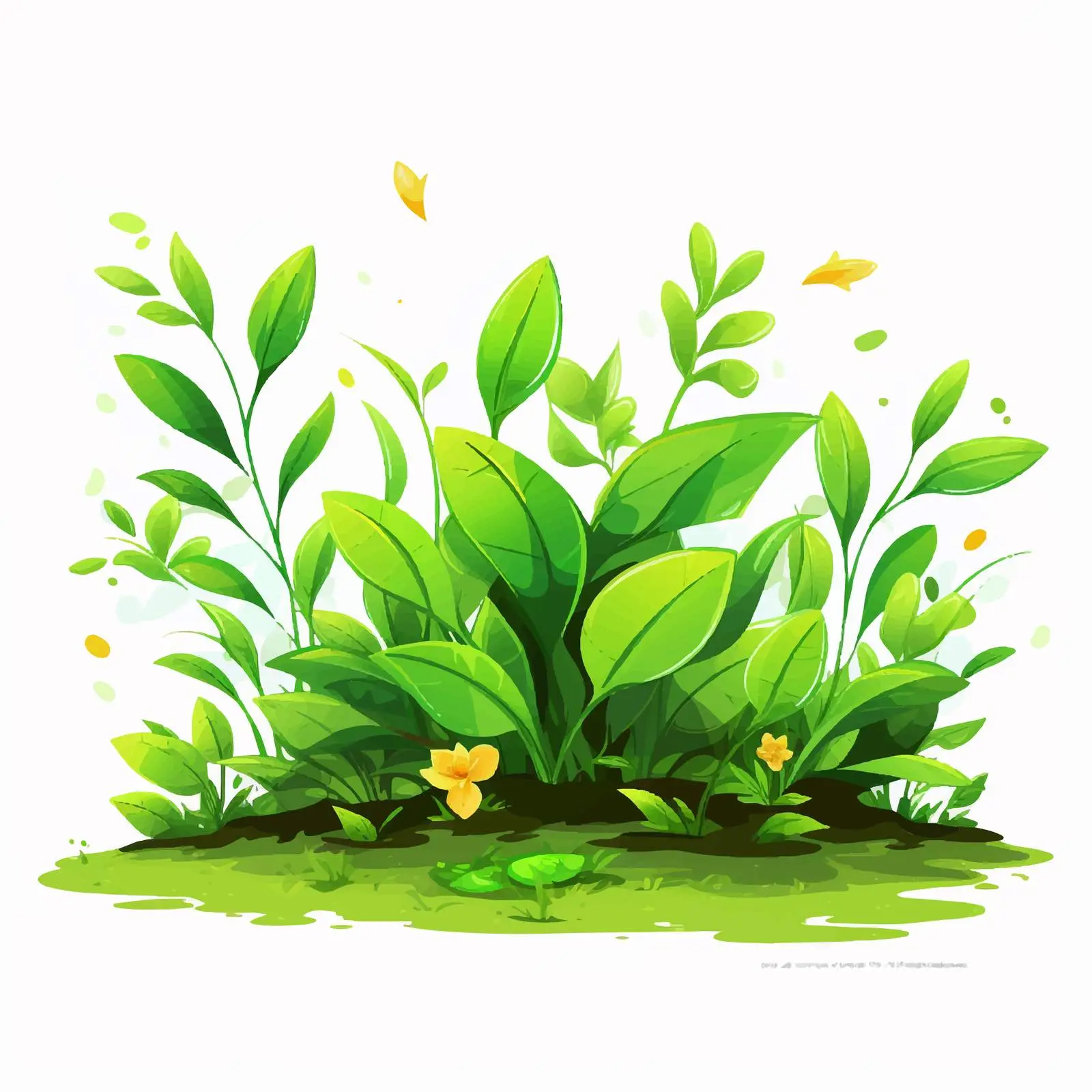Green Leaves and Grass Garden Illustration — free download from Dotvec