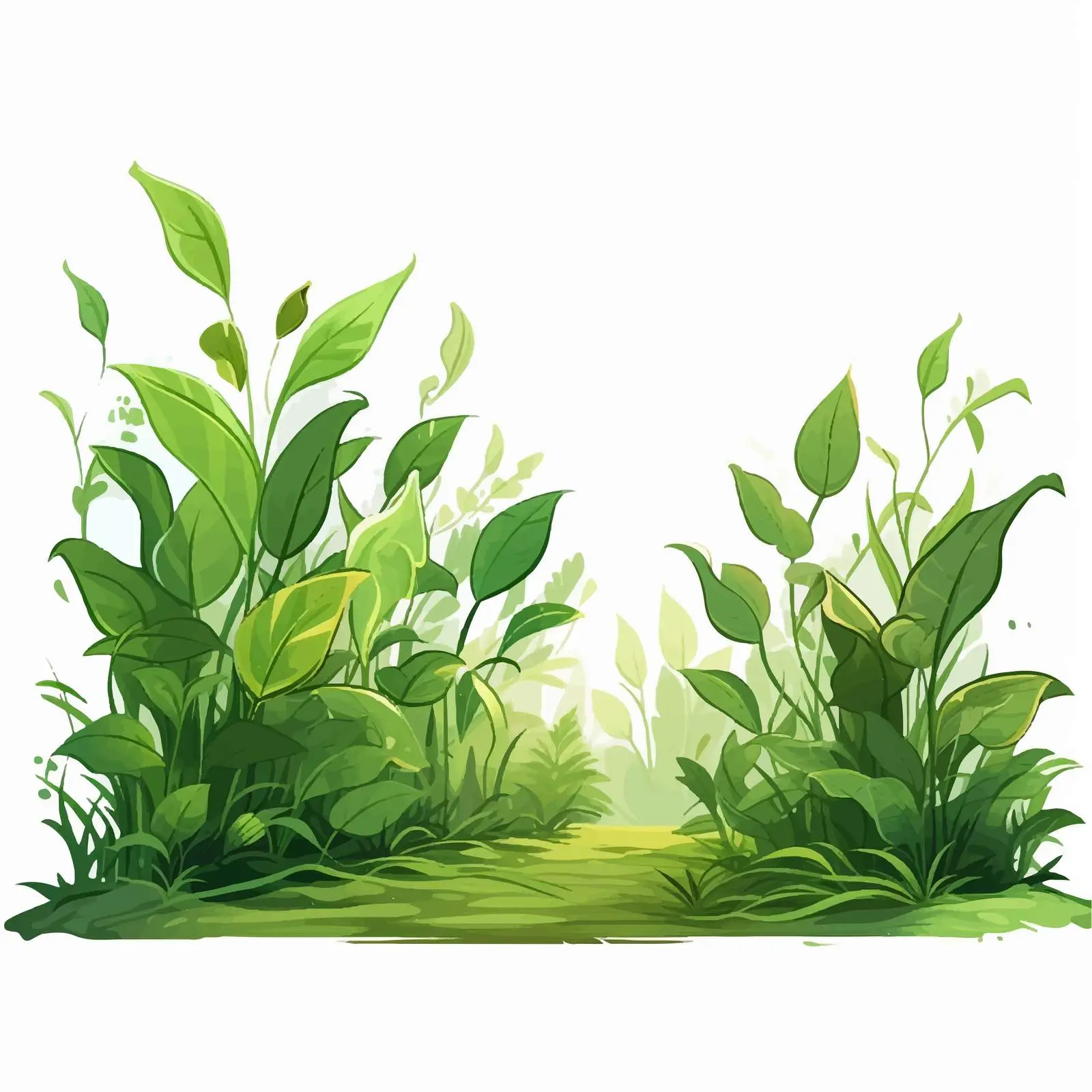 Green Garden Leaves and Grass Vector Illustration — free download from Dotvec