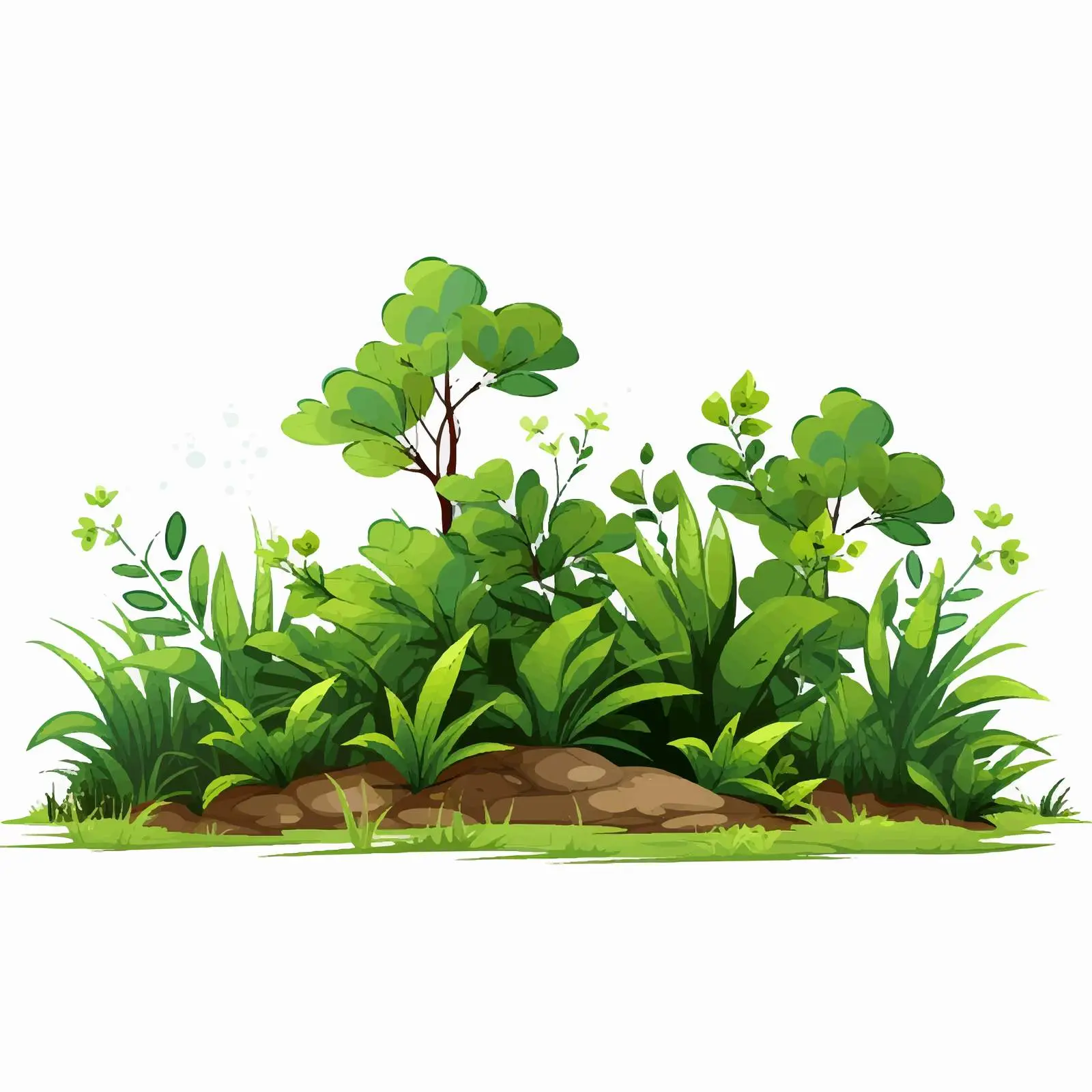 Green Leaves and Grass Garden Vector Illustration — free download from Dotvec