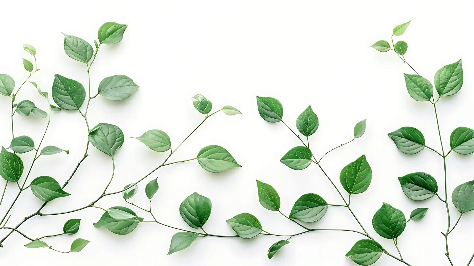 Minimal Green Leaf Branches on White Background — free download from Dotvec