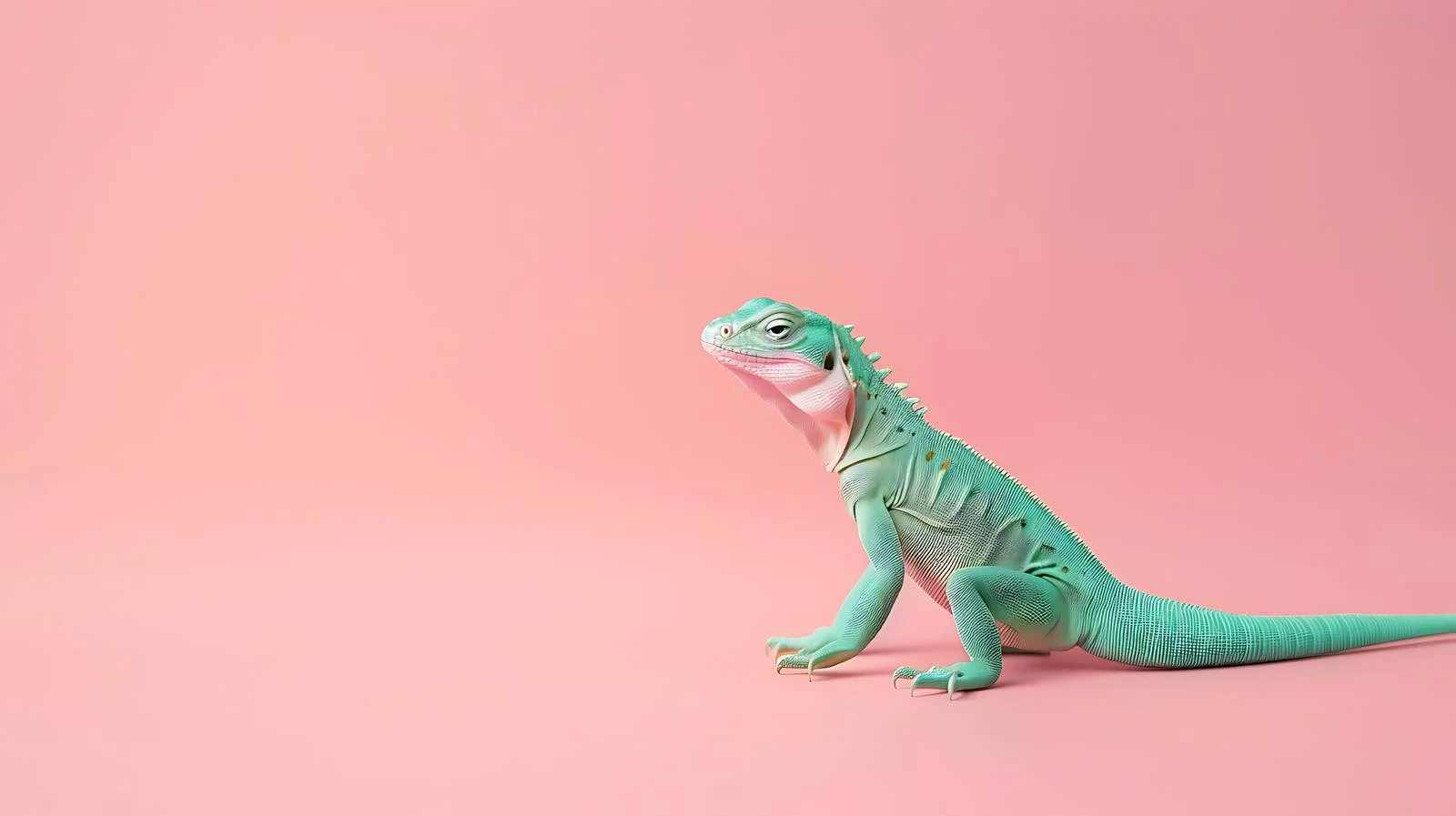 Minimalistic Green Lizard Toy on Pink — free download from Dotvec