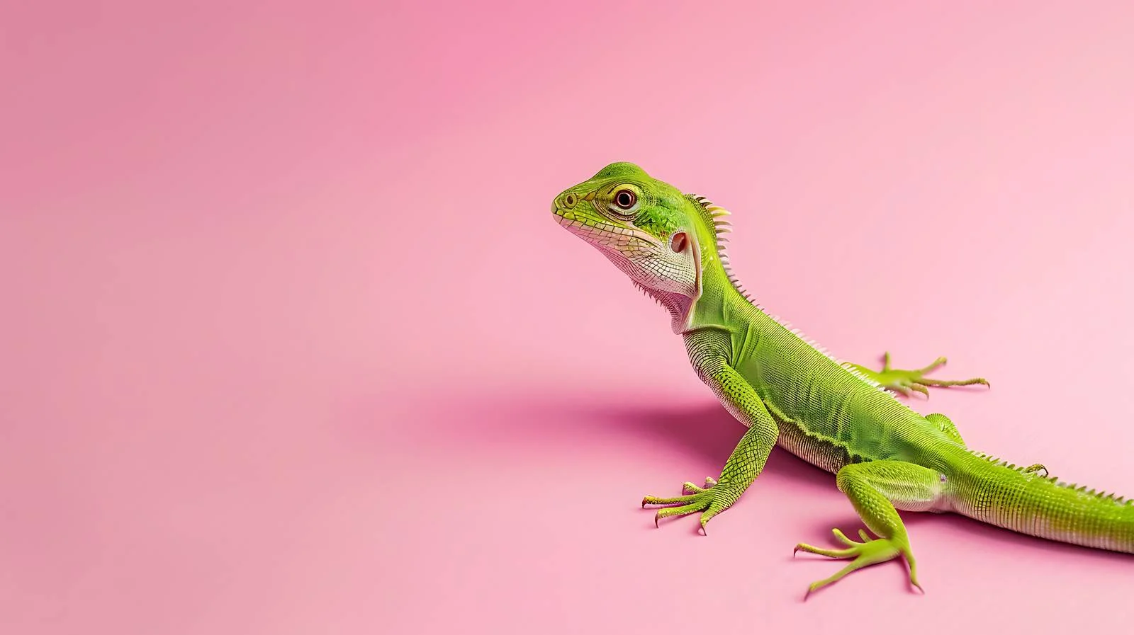 Minimalist Green Lizard Toy on Pink — free download from Dotvec