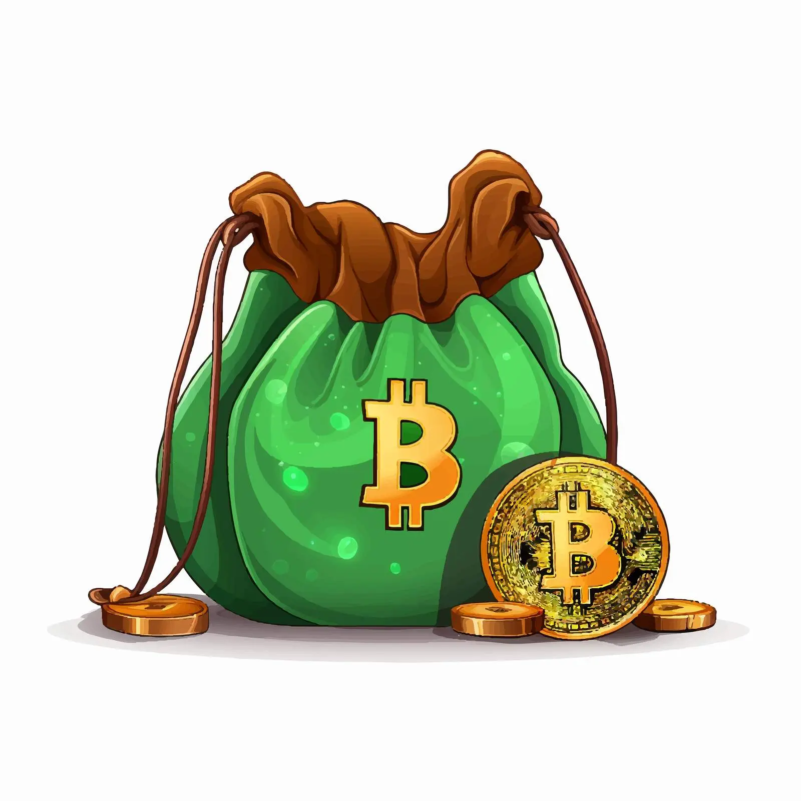 Green Money Bag with Bitcoin Symbol Vector — free download from Dotvec