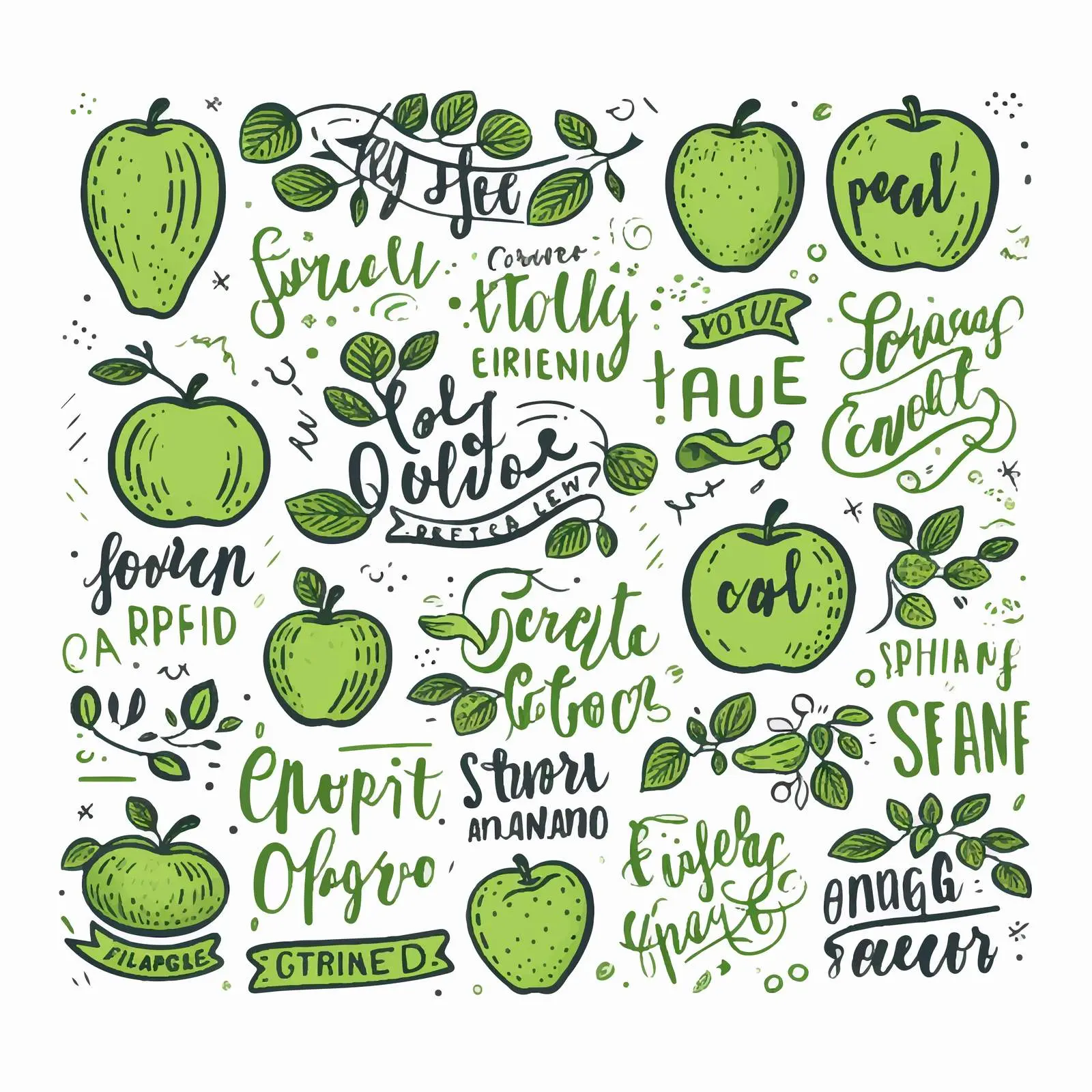 Organic Vegan Product Doodle Lettering Set — free download from Dotvec